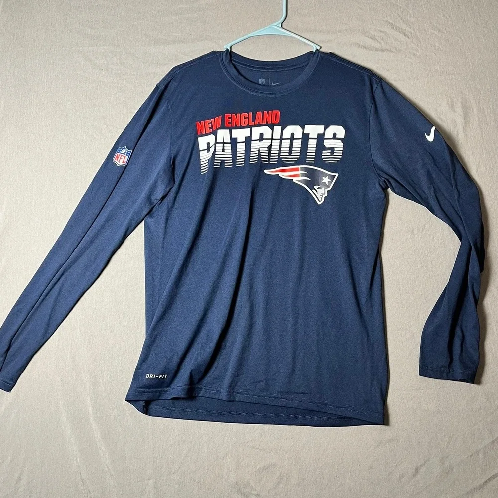 New England Patriots Nike T-Shirt Mens M Navy Blue NFL Football Dri-FIT EUC